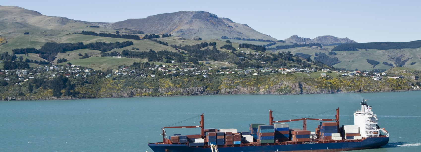 Cargo ship passes town